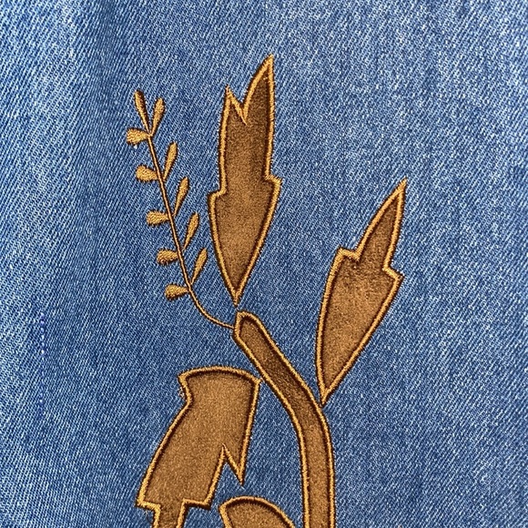 Isabella’s Journey Denim Expressions Long Coat,Faux Suede Cuffs,Embellishments - Picture 4 of 16